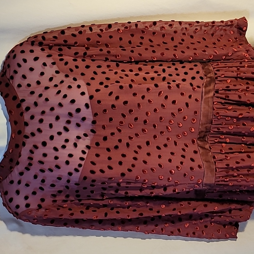 Rebecca Taylor Sheer Womens Dress Velvet Polkadot - Sz 16.